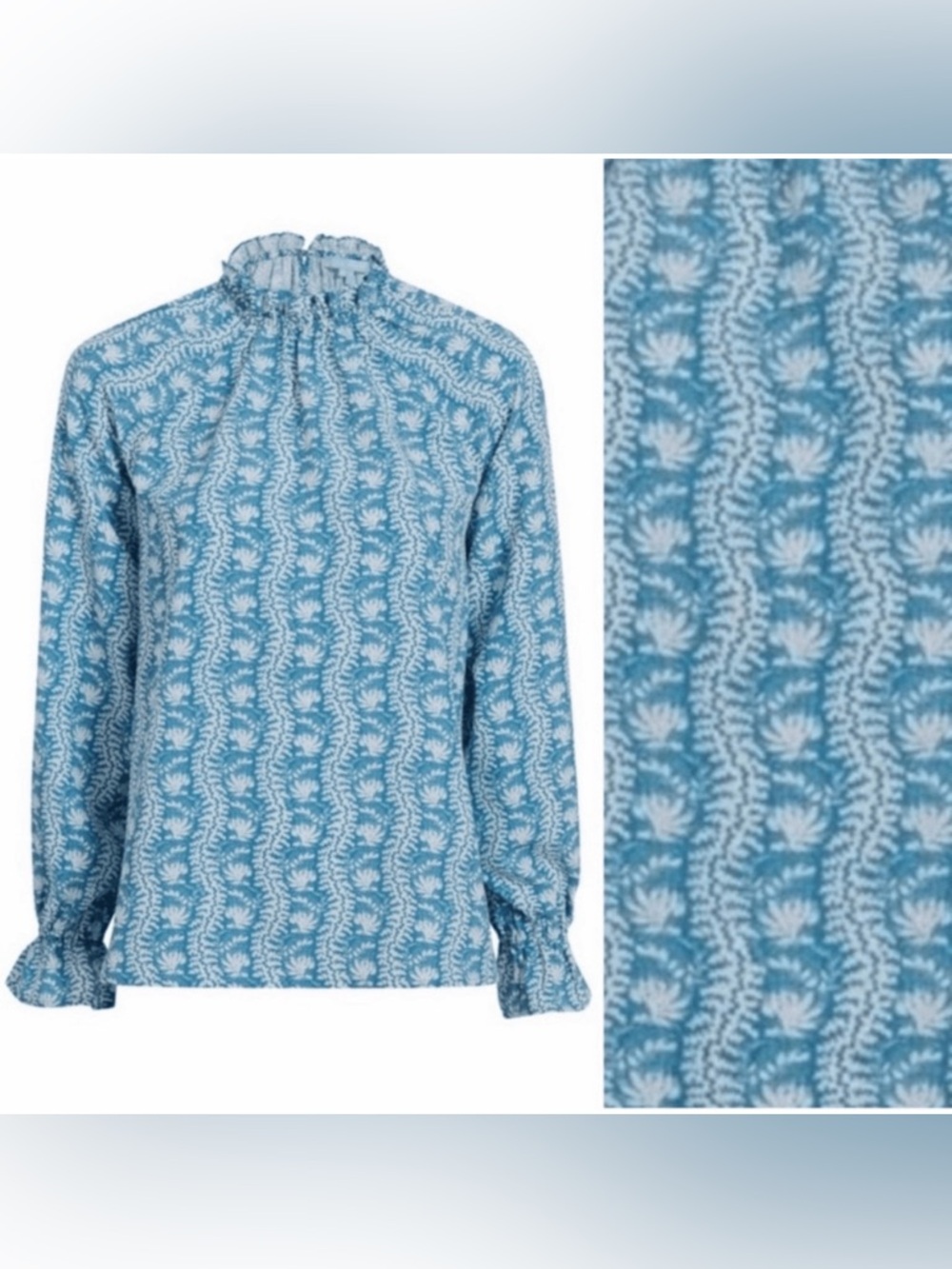 Hill House Millie Top Trailing Vine Blue Crepe